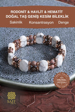 Rodonit &amp; Havlit &amp; Hematit Doğal Taş Bileklik