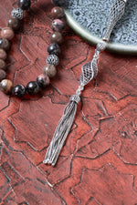 Sertifikalı 8 mm Rodonit 925 Ayar Gümüş İmame Püskül Tesbih