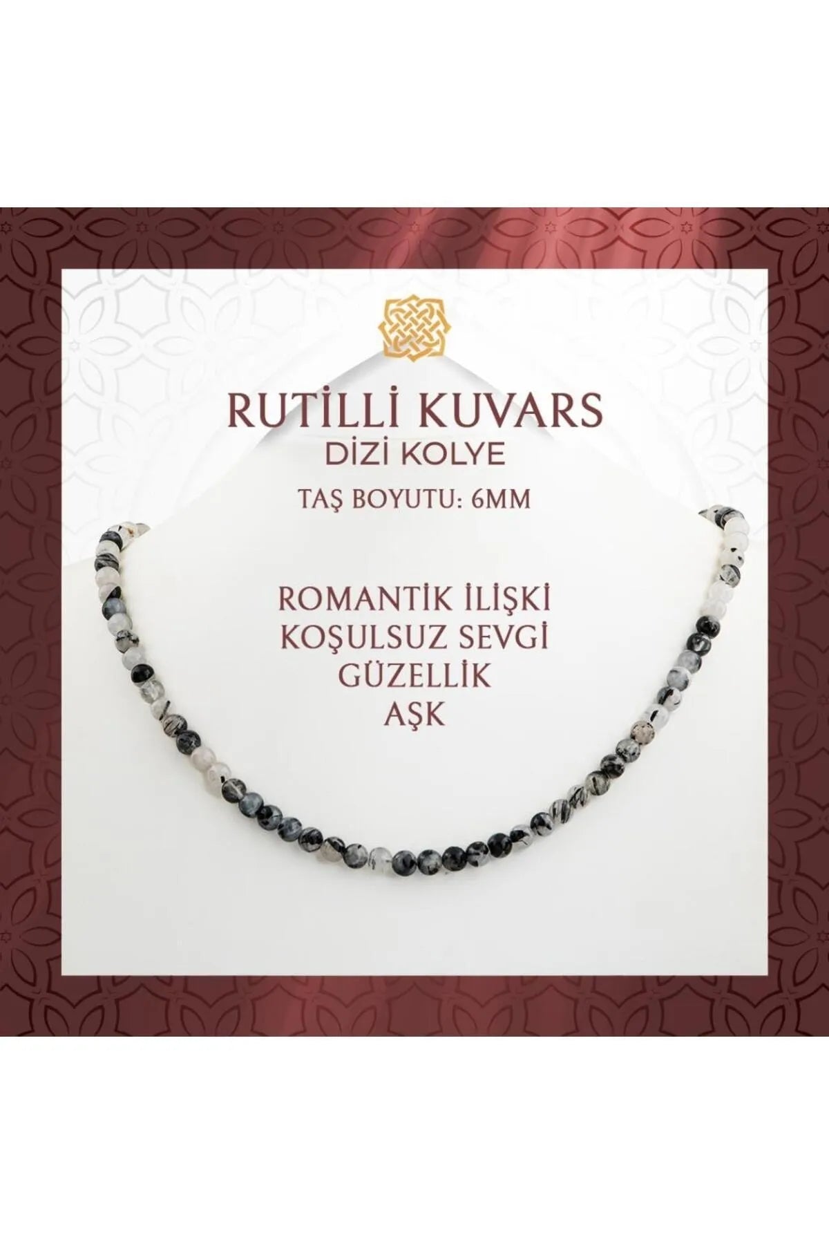 Rutilli Kuvars 6 mm Dizi Doğal Taş Kolye