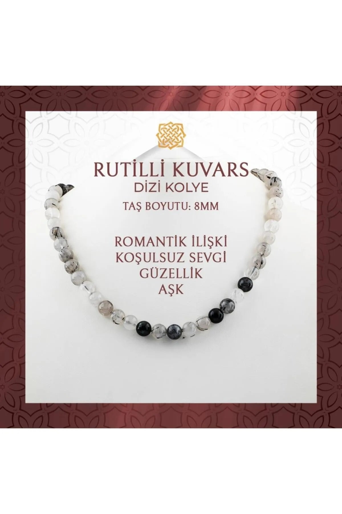 Rutilli Kuvars 8 mm Dizi Doğal Taş Kolye