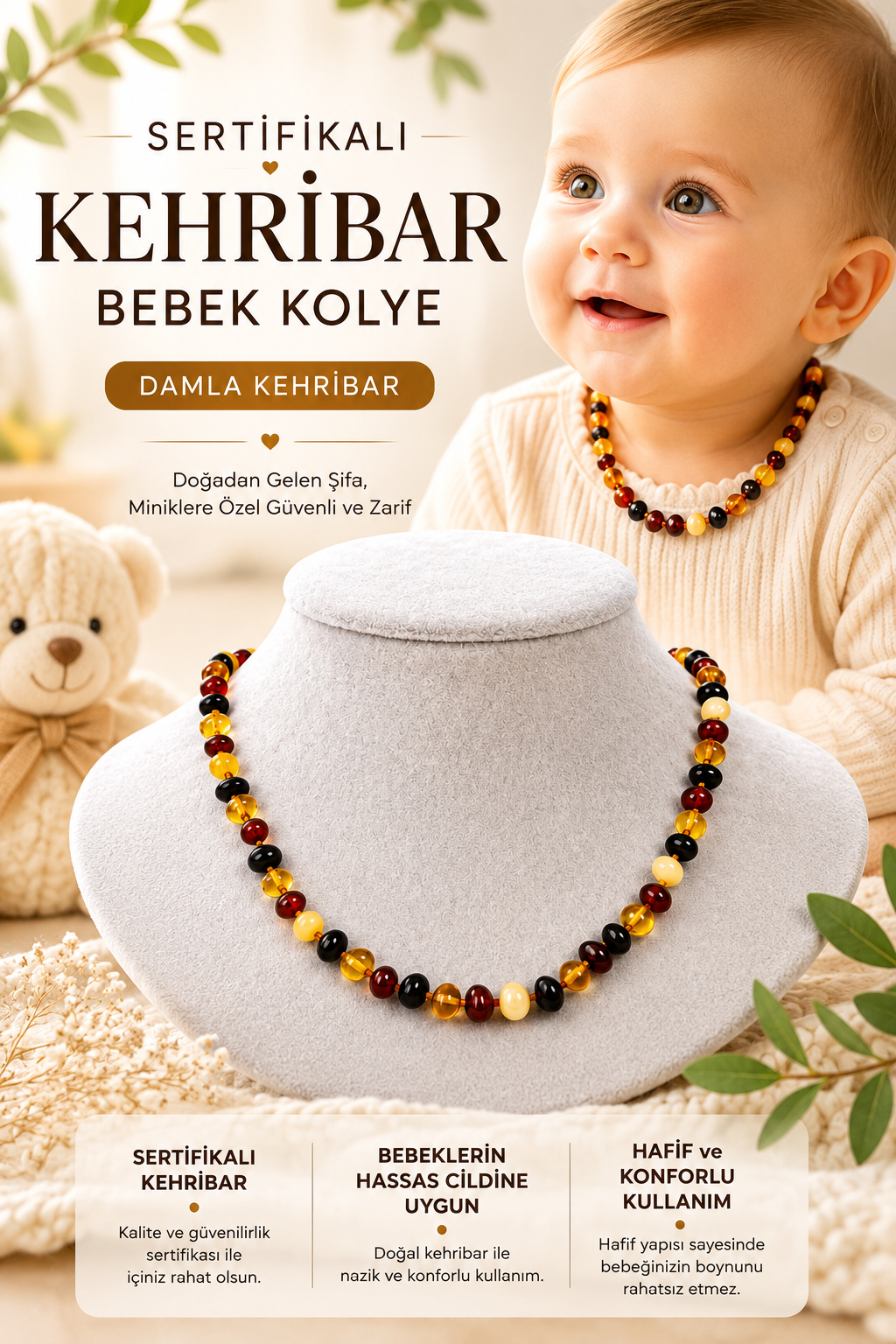 Kehribar Bebek Kolye Damla Kehribar 201610