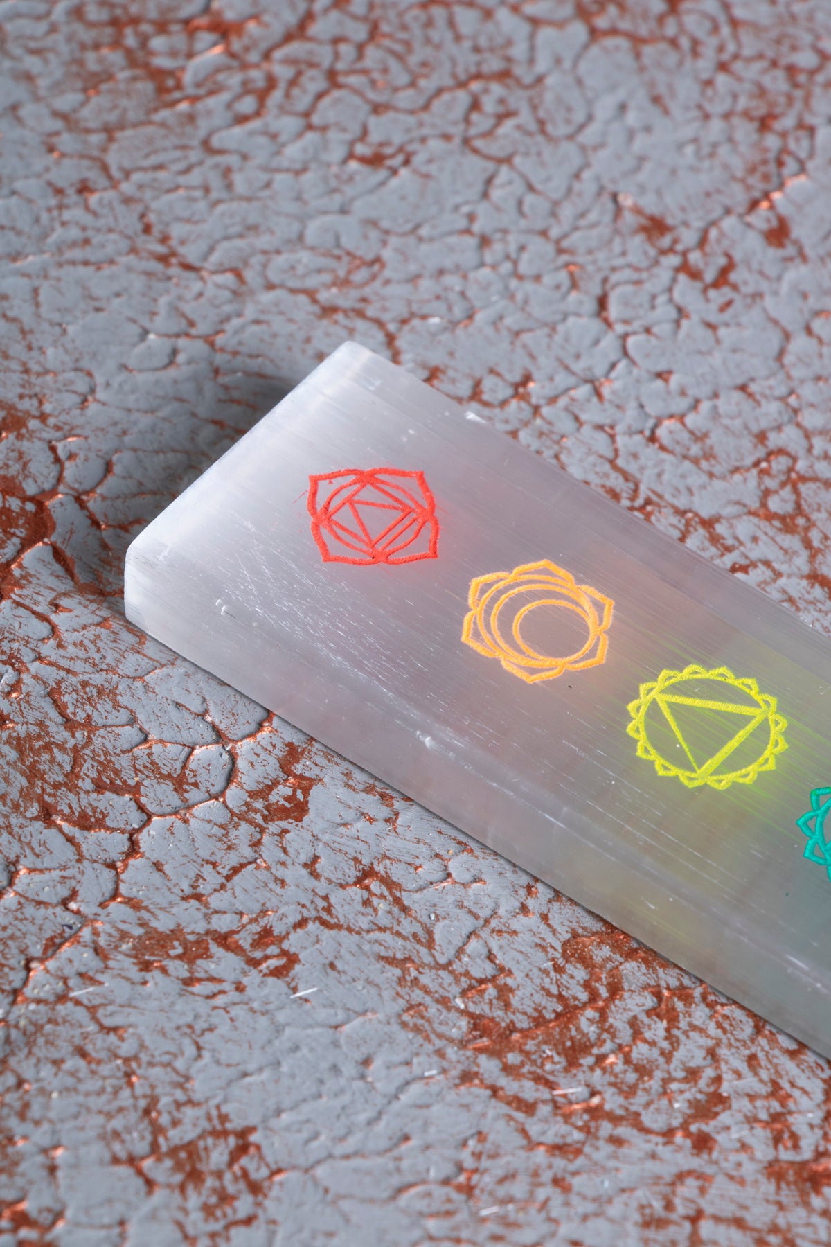 Selenit 7 Çakra Enerji Plakası