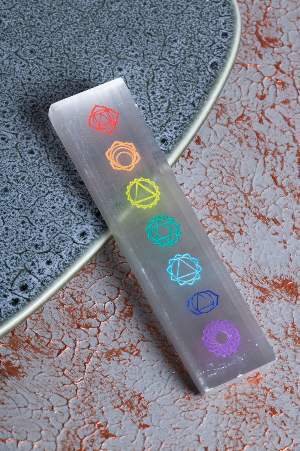 Selenit 7 Çakra Enerji Plakası