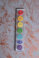 Selenit 7 Çakra Kabartmalı Enerji Plakası