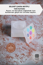 Selenit Çakra Motifli Kare Takı Kutusu