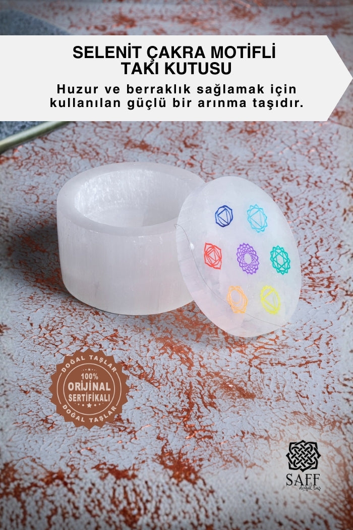 Selenit Çakra Motifli Takı Kutusu