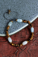 Sertfikalı Akumarin &amp; Kaplan Gözü &amp; Hematit Doğal Taş Makrome Bileklik