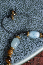 Sertfikalı Akumarin &amp; Kaplan Gözü &amp; Hematit Doğal Taş Makrome Bileklik