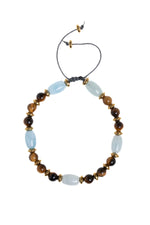 Sertfikalı Akumarin &amp; Kaplan Gözü &amp; Hematit Doğal Taş Makrome Bileklik