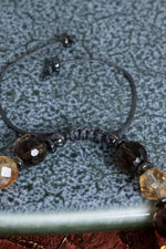 Sertfikalı Dumanlı Kuvars &amp; Sitrin Doğal Taş Makrome Bileklik