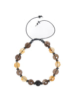 Sertfikalı Dumanlı Kuvars &amp; Sitrin Doğal Taş Makrome Bileklik