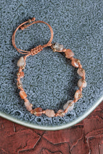 Sertfikalı Güneş Taşı Doğal Taş Makrome Bileklik