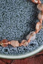 Sertfikalı Güneş Taşı Doğal Taş Makrome Bileklik