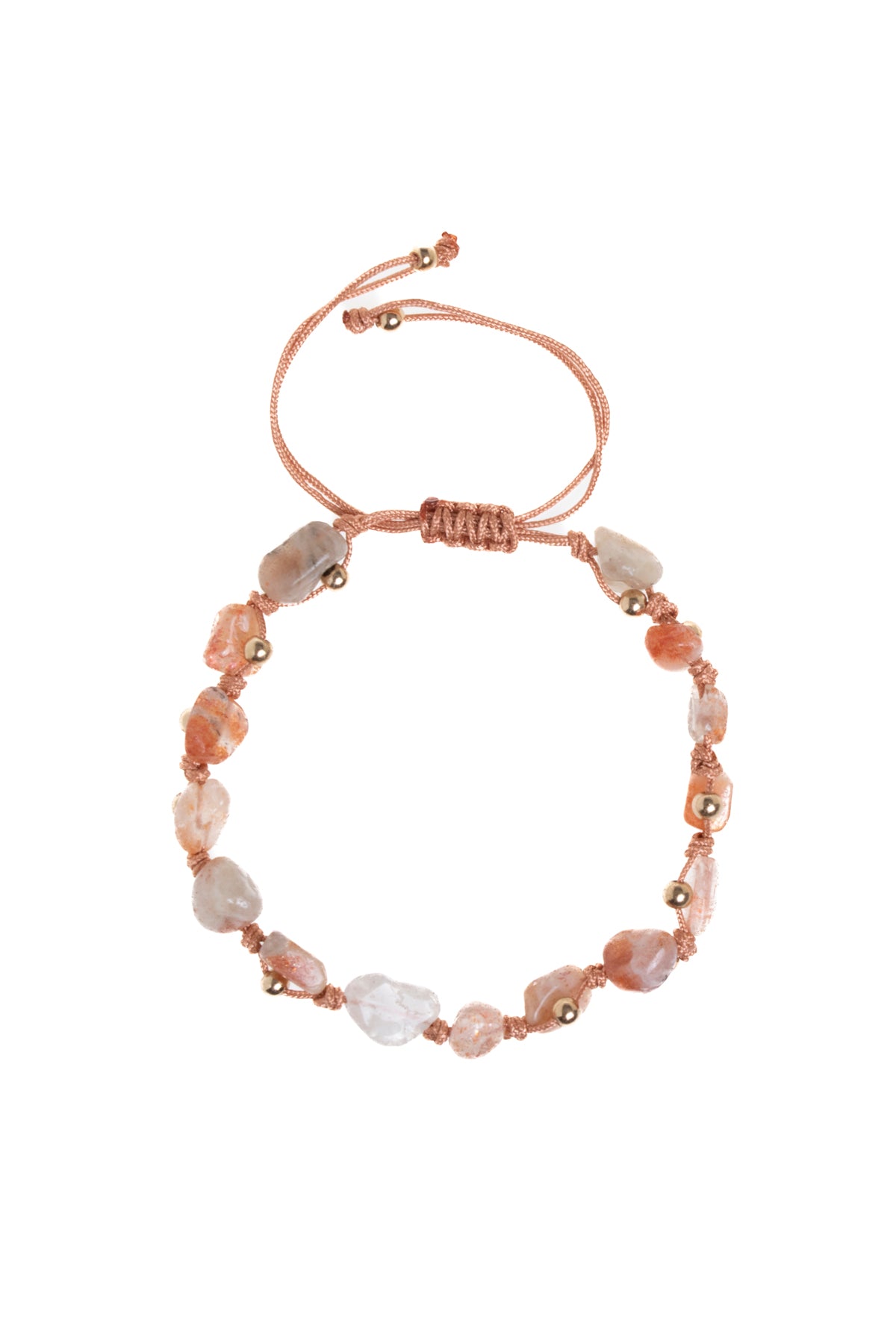 Sertfikalı Güneş Taşı Doğal Taş Makrome Bileklik