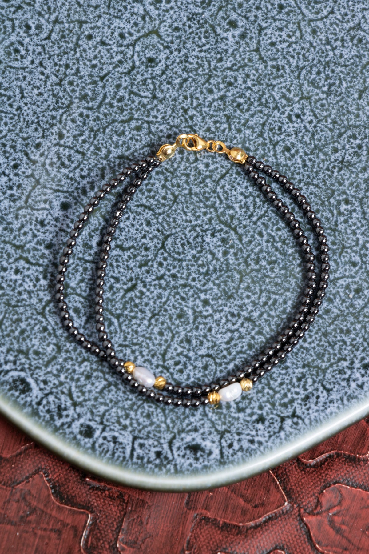 Sertfikalı İnci &amp; Hematit Doğal Taş Kilitli Bileklik