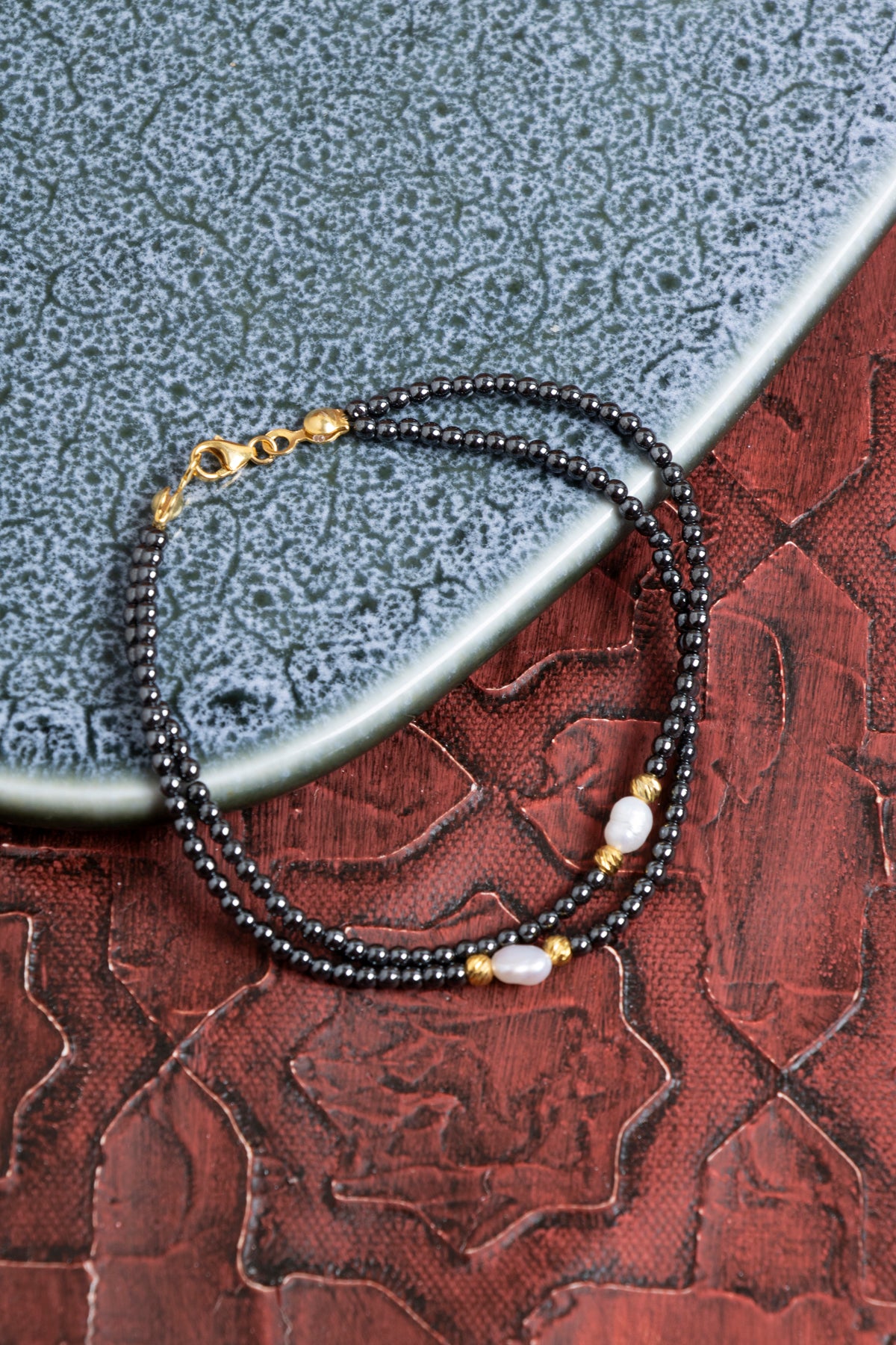 Sertfikalı İnci &amp; Hematit Doğal Taş Kilitli Bileklik