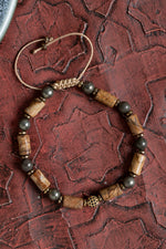 Sertfikalı Jasper &amp; Hematit &amp; Prit Doğal Taş Makrome Bileklik