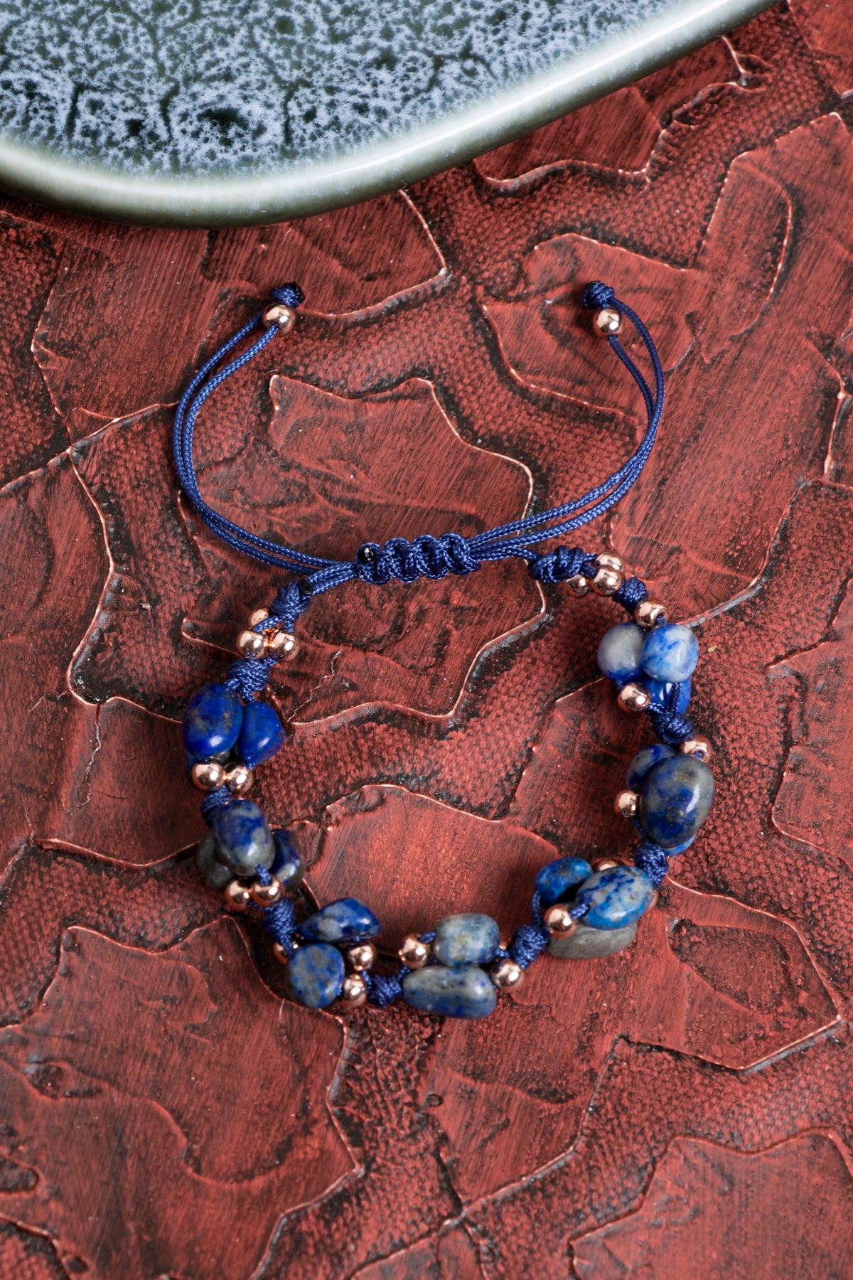 Sertfikalı Lapis Lazuli &amp; Hematit Doğal Taş Makrome Bileklik