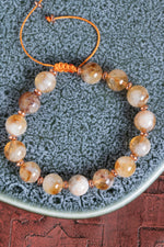 Sertfikalı Sitrin &amp; Hematit Doğal Taş Makrome Bileklik