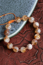 Sertfikalı Sitrin &amp; Hematit Doğal Taş Makrome Bileklik