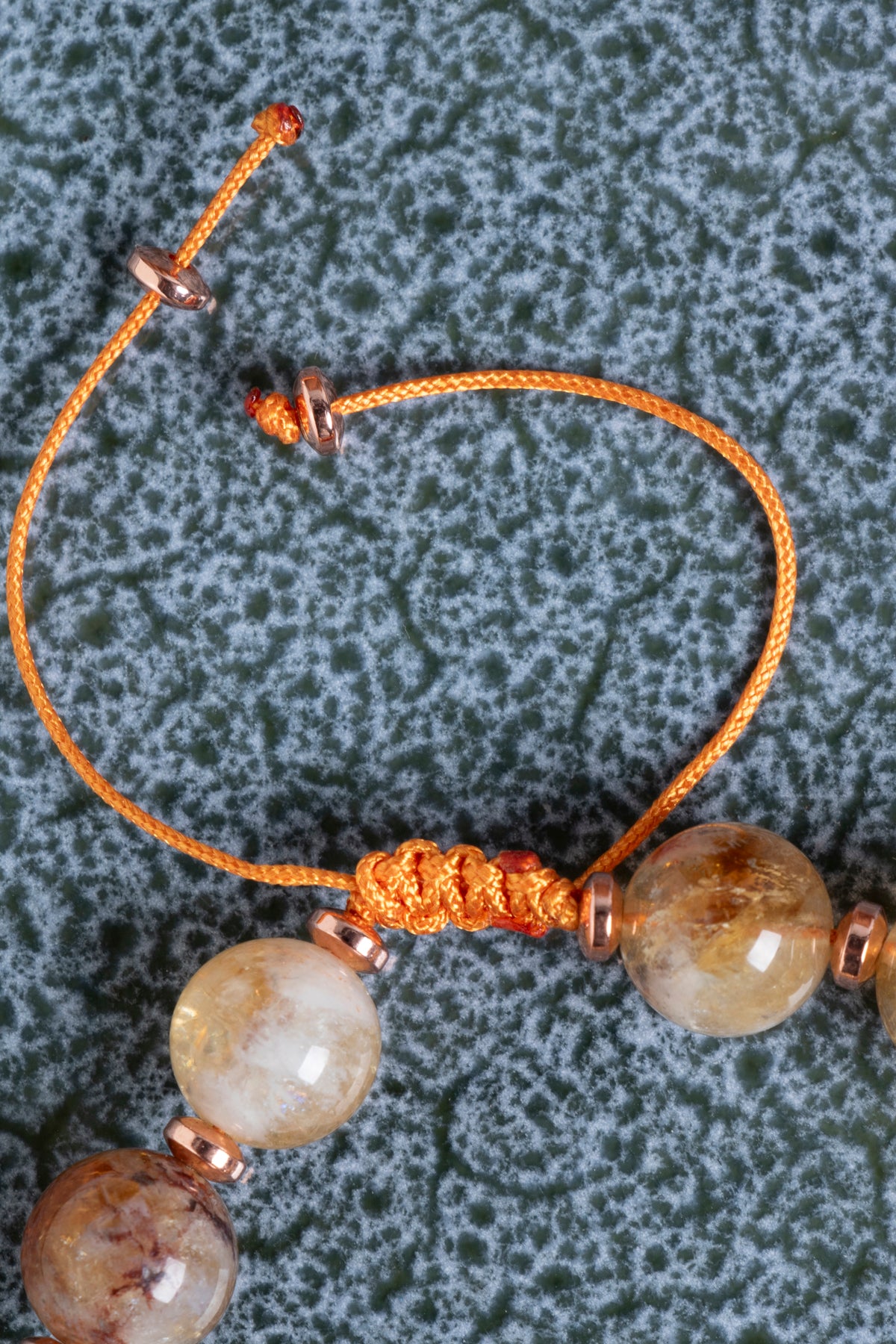 Sertfikalı Sitrin &amp; Hematit Doğal Taş Makrome Bileklik