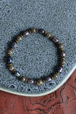 Sertfikalı Siyah İnci &amp; Pirit &amp; Hematit Doğal Taş Bileklik