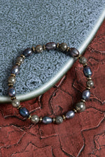 Sertfikalı Siyah İnci &amp; Pirit &amp; Hematit Doğal Taş Bileklik