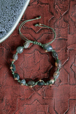 Sertfikalı Yosun Akik Doğal Taş Makrome Bileklik