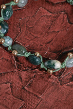 Sertfikalı Yosun Akik Doğal Taş Makrome Bileklik