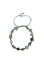 Sertfikalı Yosun Akik Doğal Taş Makrome Bileklik