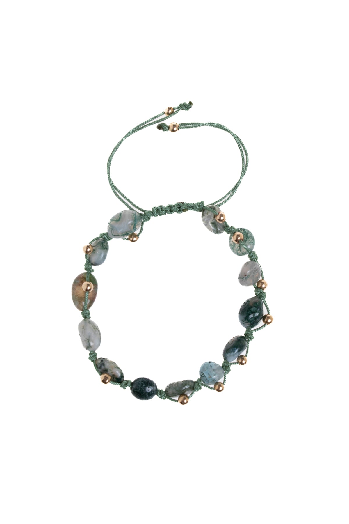 Sertfikalı Yosun Akik Doğal Taş Makrome Bileklik