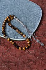 Sertifikalı Kaplan Gözü 10 mm 925 Ayar Gümüş İmameli Püsküllü Tesbih