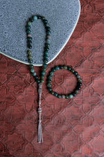 Sertifikalı Akik 925 Ayar Gümüş 8 mm İmameli Tesbih &amp; Bileklik Seti