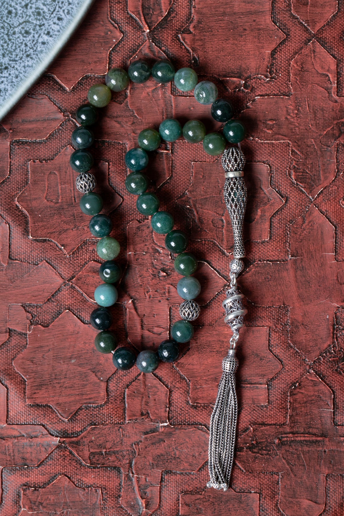 Sertifikalı Akik 925 Ayar Gümüş İmameli Püsküllü Tesbih