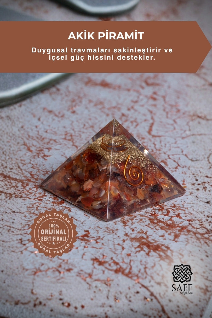 Sertifikalı Akik Piramit Obje