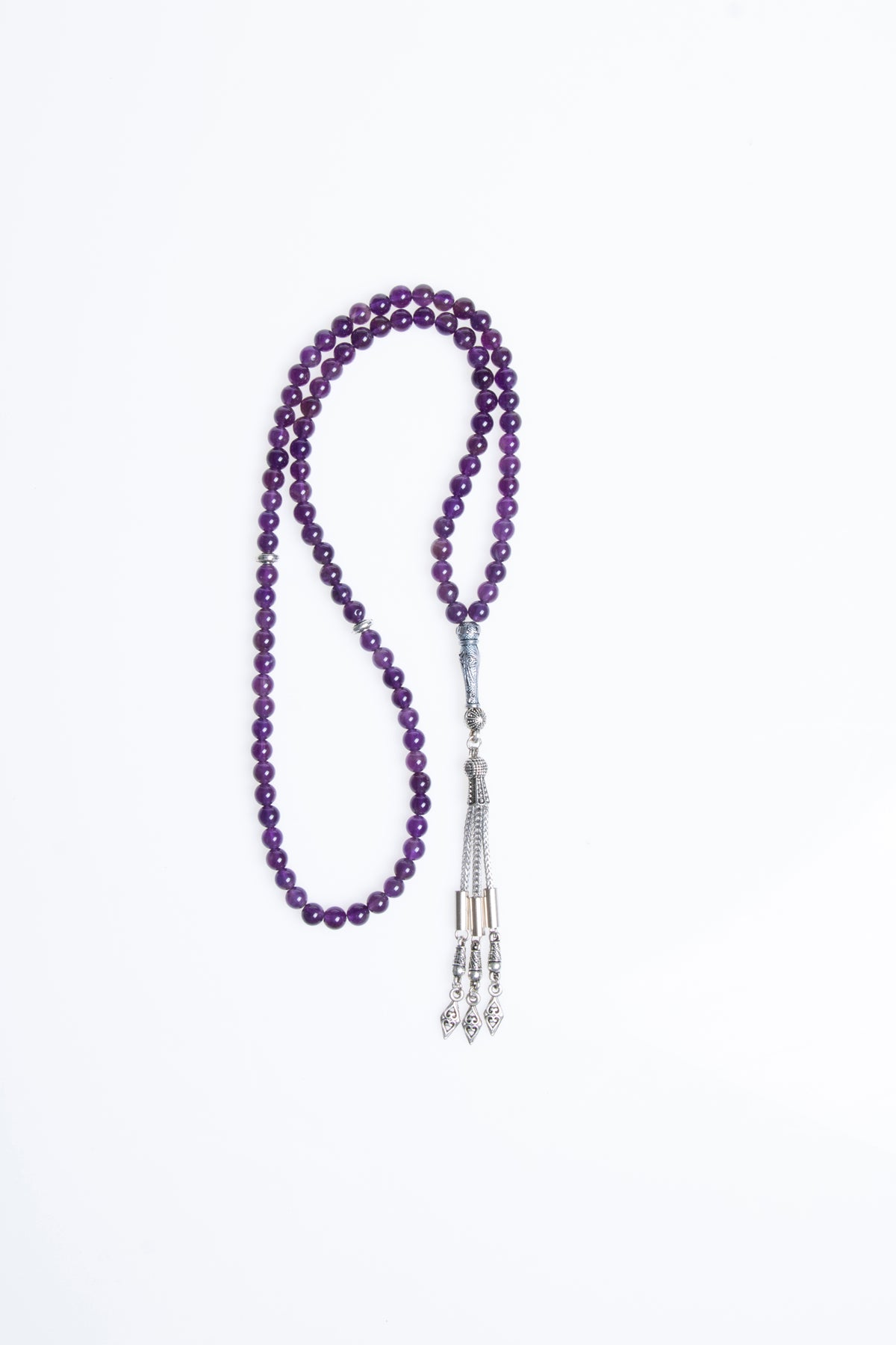 Sertifikalı Ametist Metal İmameli Püskül Tesbih