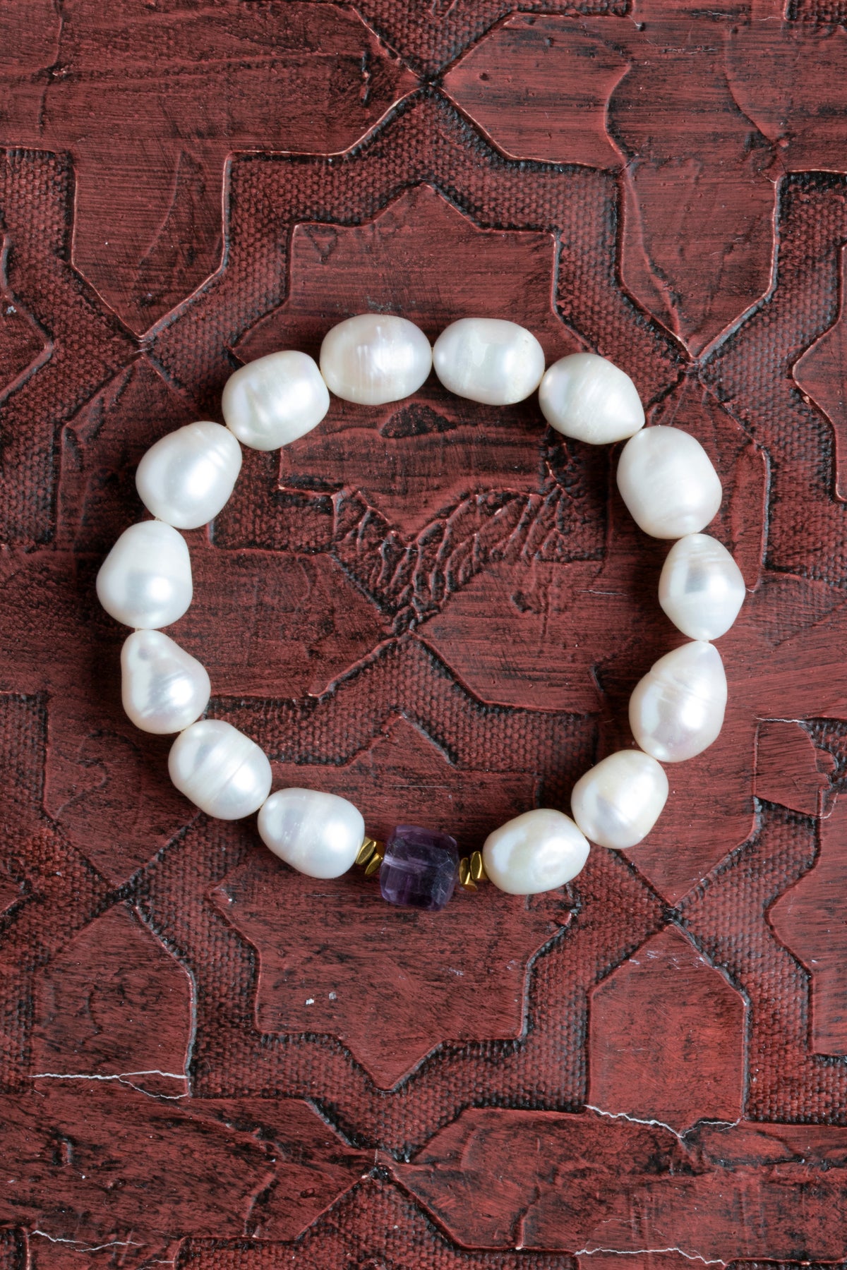 Sertifikalı Ametist ve İnci Doğal Taş Bileklik