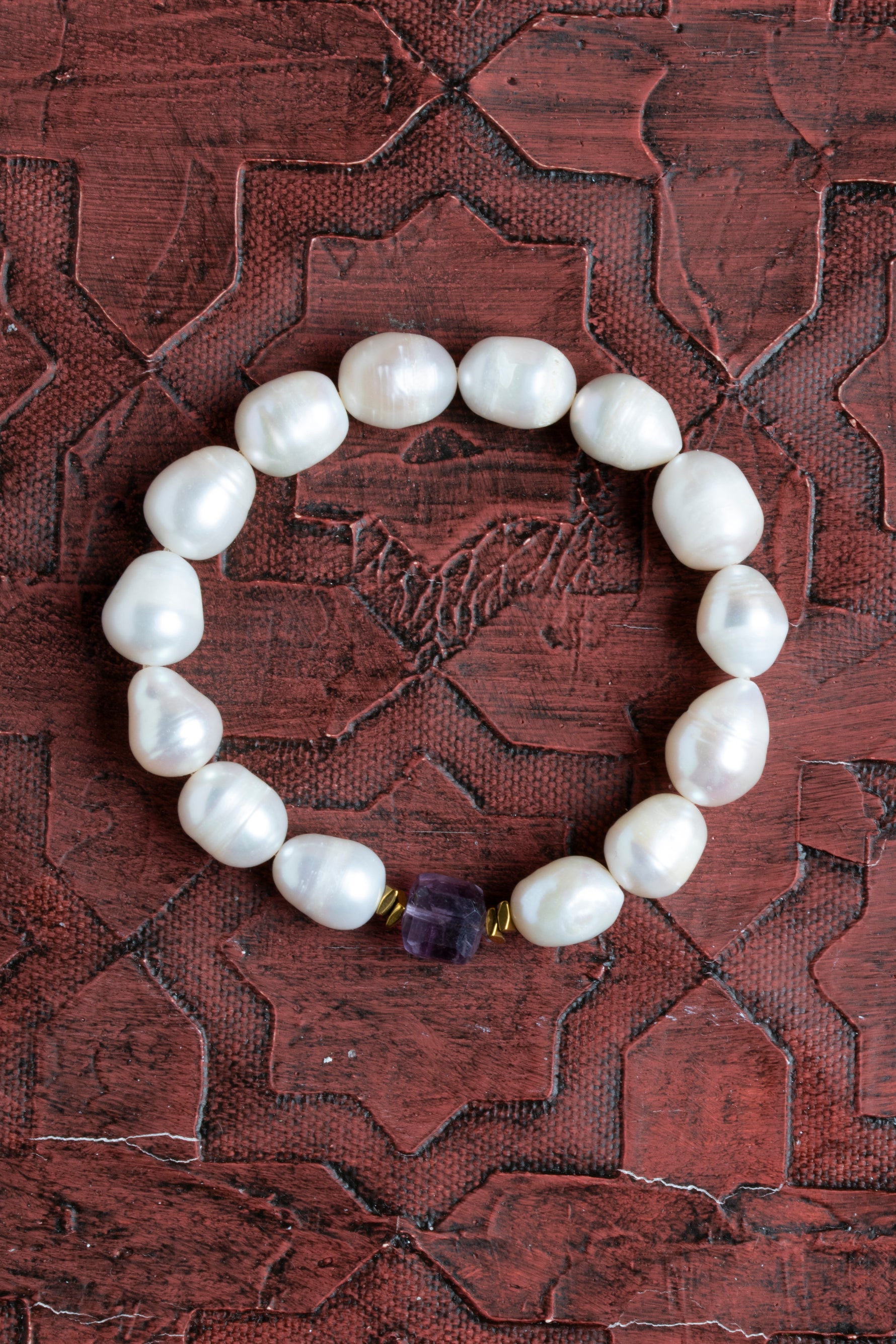 Sertifikalı Ametist ve İnci Doğal Taş Bileklik