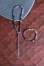 Sertifikalı Bostwana Akik 925 Ayar Gümüş 8 mm İmameli Tesbih &amp; Bileklik Seti