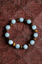 Sertifikalı Doğal Akuamarin, Kaplan Gözü ve Hematit Bileklik – Saff Doğal Taş