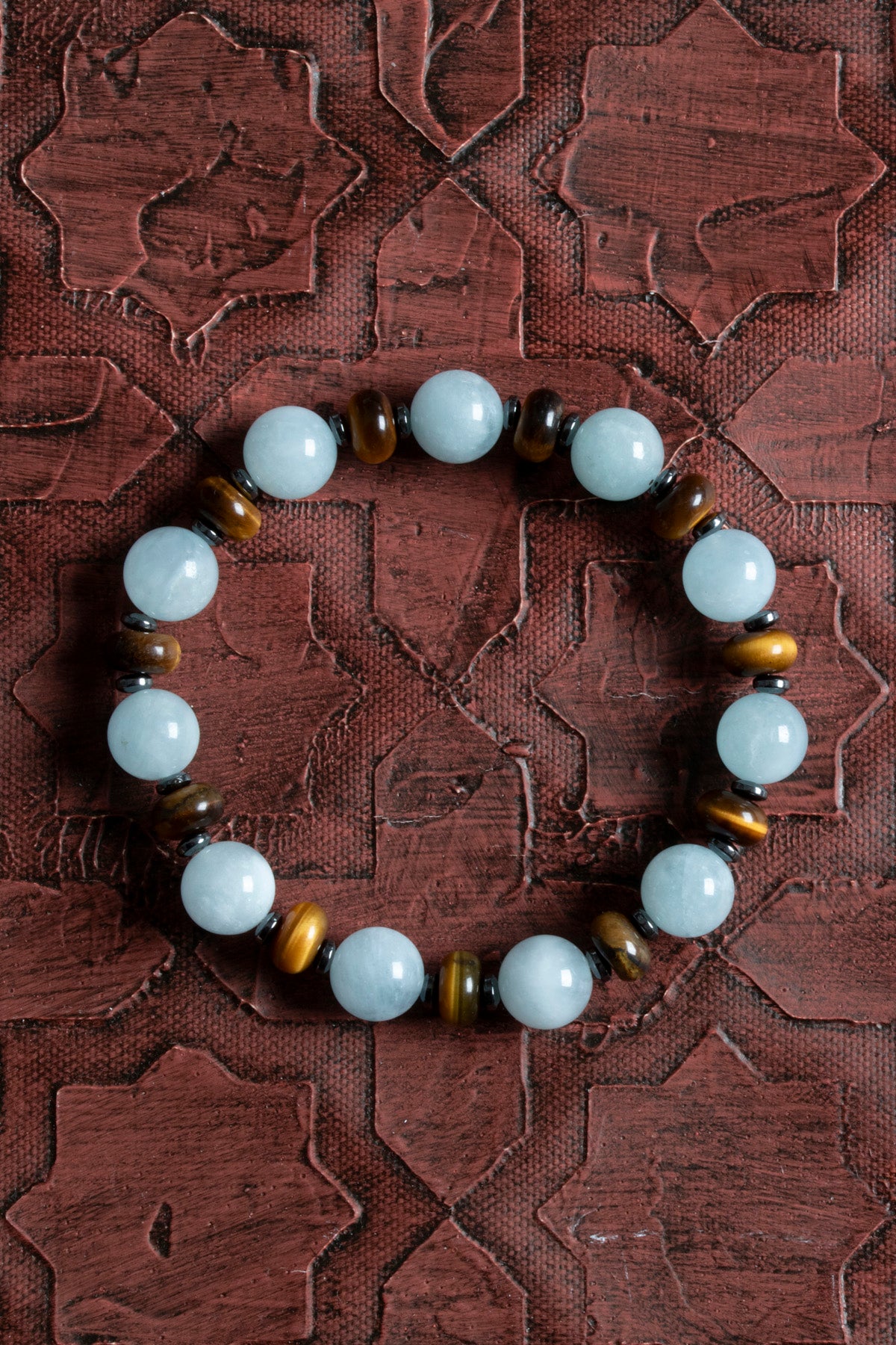 Sertifikalı Doğal Akuamarin, Kaplan Gözü ve Hematit Bileklik – Saff Doğal Taş