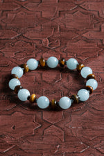 Sertifikalı Doğal Akuamarin, Kaplan Gözü ve Hematit Bileklik – Saff Doğal Taş