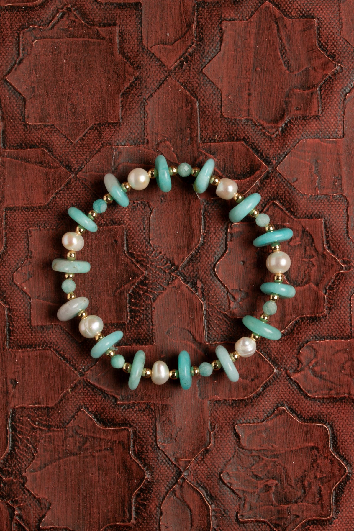 Sertifikalı Doğal Amazonit, İnci ve Hematit Bileklik – Zarafet, Huzur ve Denge