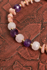 Sertifikalı Doğal Ametist, Pembe Kuvars ve Rodokrozit Bileklik – Sevgi, Huzur ve Ruhsal Denge