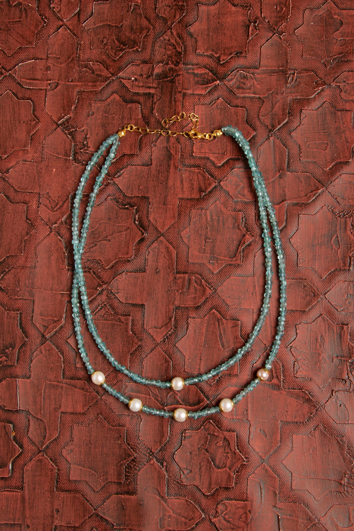 Sertifikalı Doğal Apatit &amp; İnci Gümüş Aksesuarlı Kolye