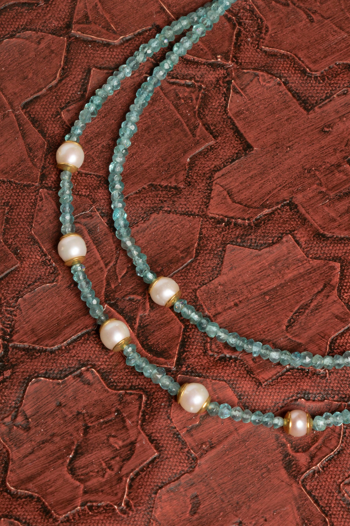 Sertifikalı Doğal Apatit &amp; İnci Gümüş Aksesuarlı Kolye