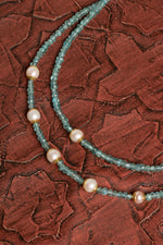 Sertifikalı Doğal Apatit &amp; İnci Gümüş Aksesuarlı Kolye