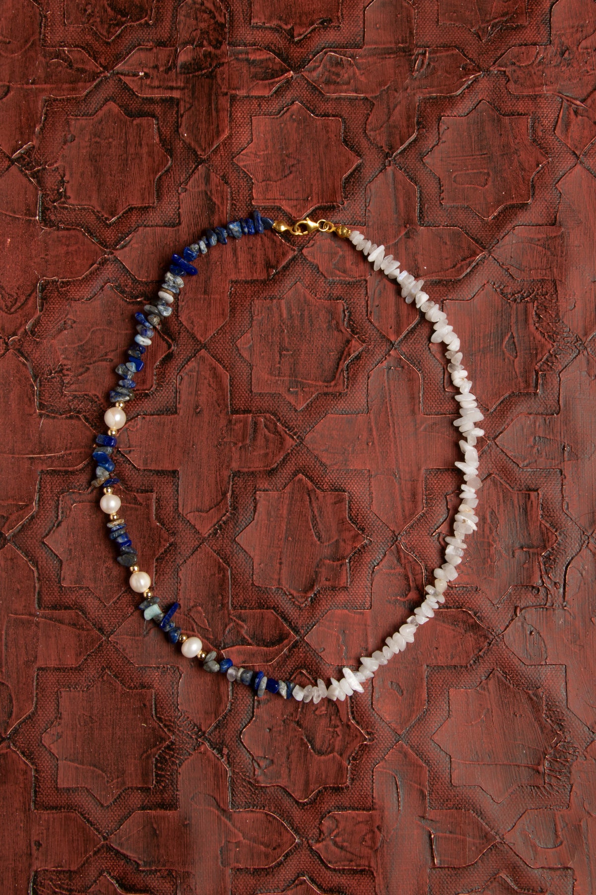 Sertifikalı Doğal Ay Taşı, İnci ve Lapis Lazuli Kolye – Zarafet, Bilgelik ve Ruhsal Denge