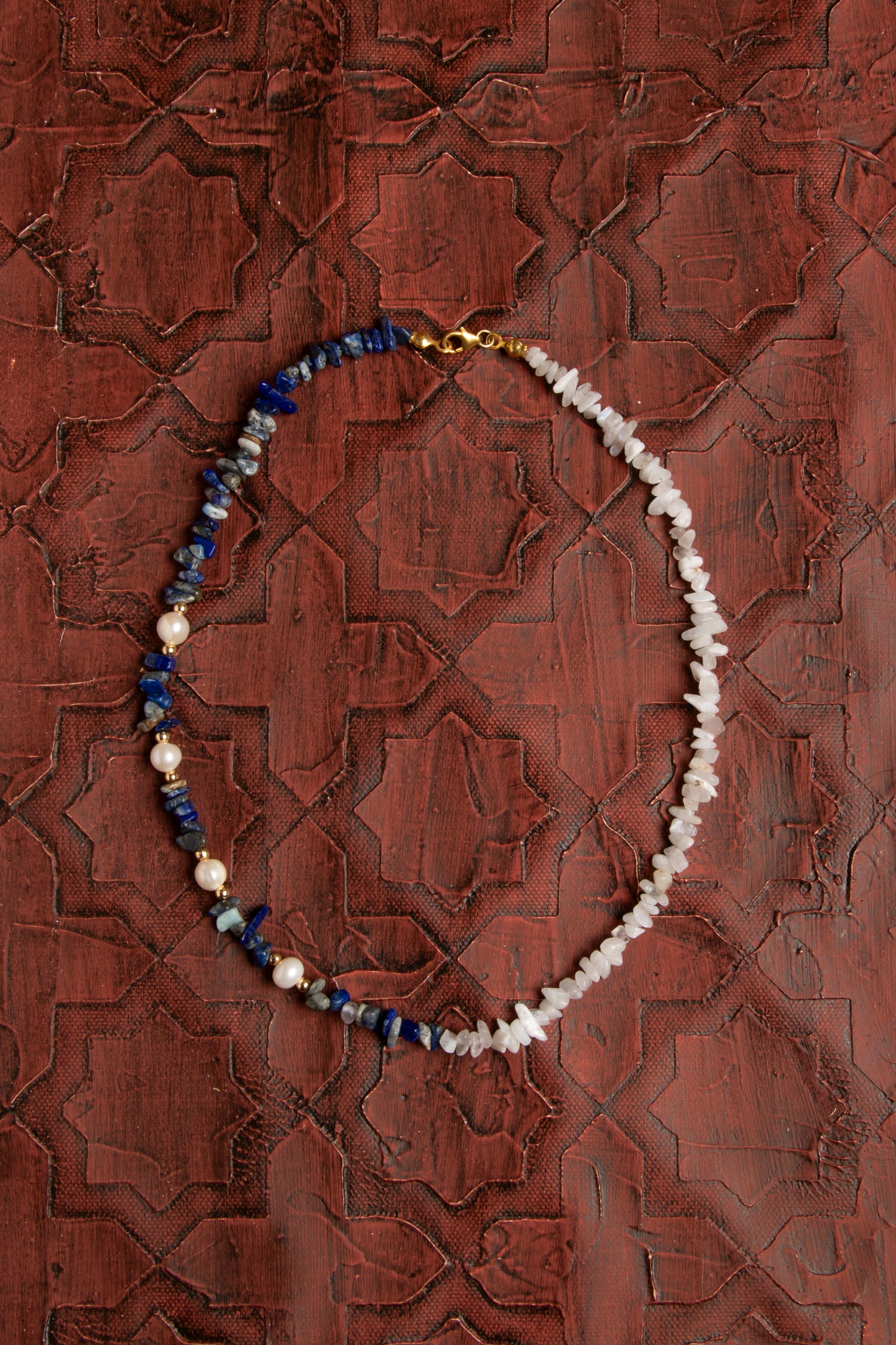 Sertifikalı Doğal Ay Taşı, İnci ve Lapis Lazuli Kolye – Zarafet, Bilgelik ve Ruhsal Denge