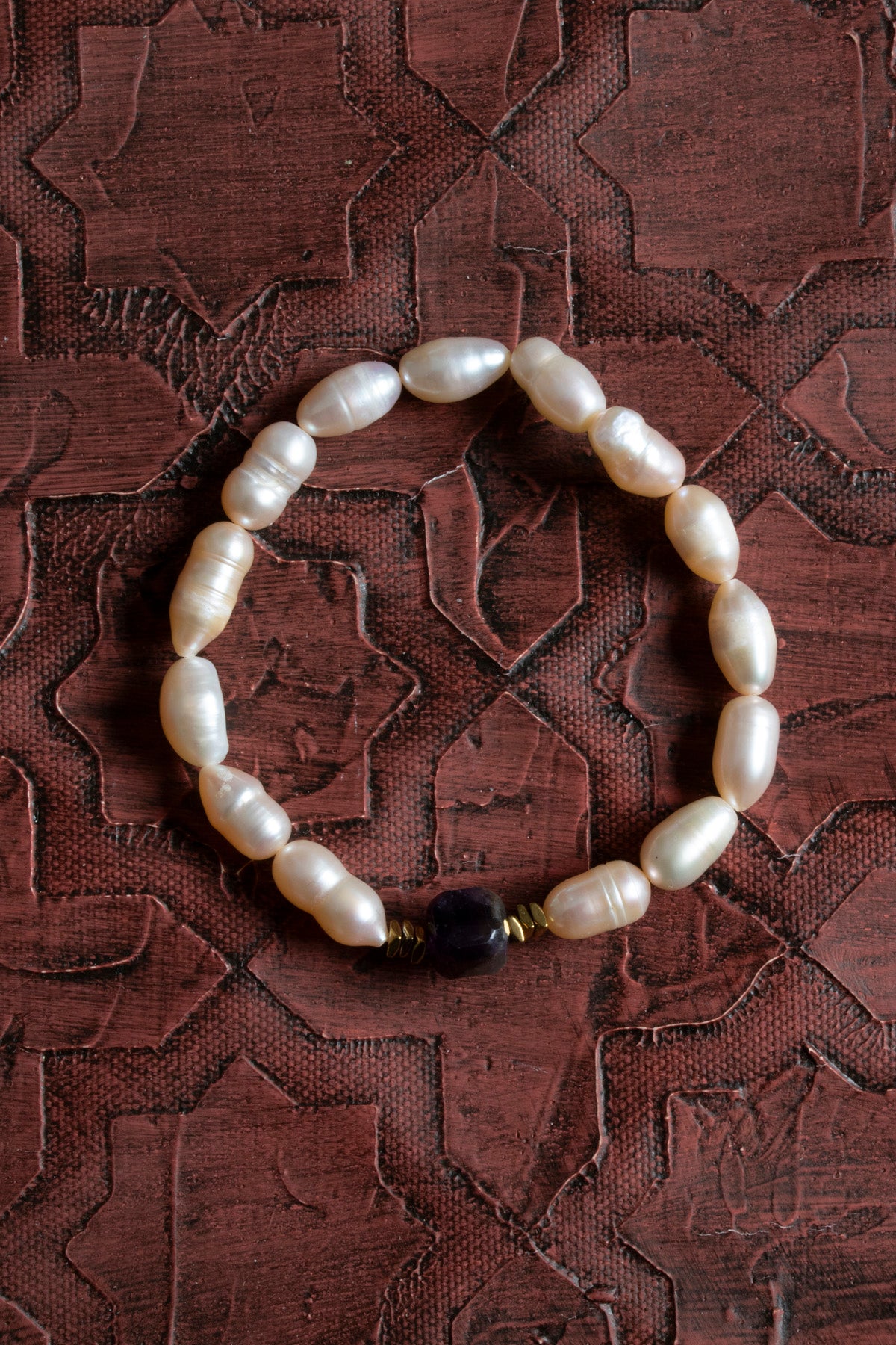 Sertifikalı Doğal Barok İnci &amp; Ham Kesim Ametist Bileklik – Saff Doğal Taş